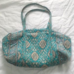 Vera Bradley Large Turquoise Duffel Weekend Bag